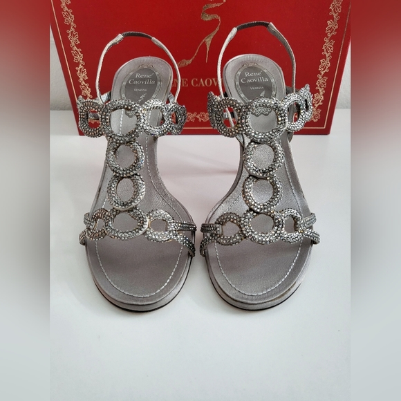 Rene Caovilla Silver Embellished Heels - Size 37.5 - Picture 14 of 14